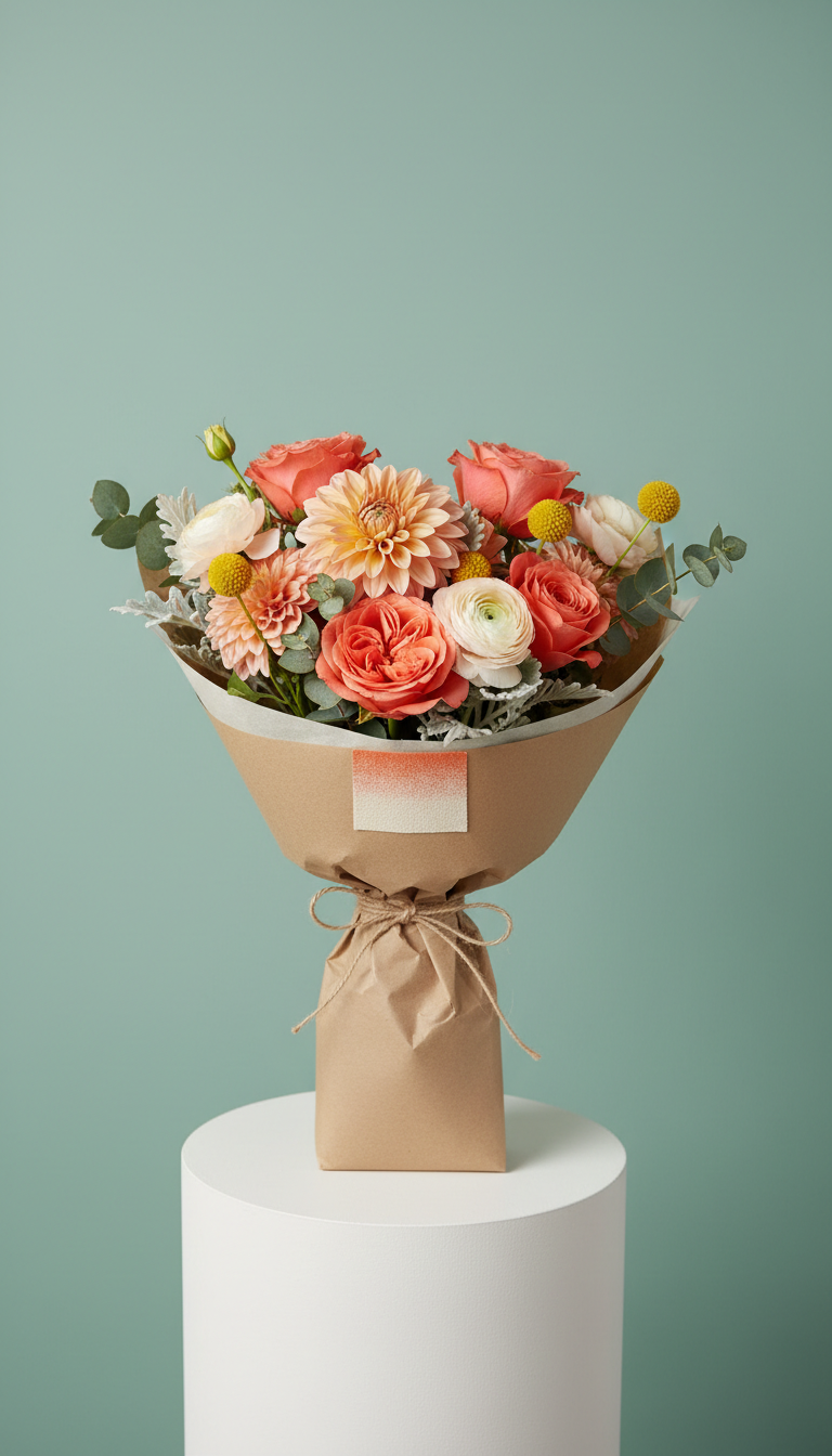 Urban Coral hand-tied bouquet